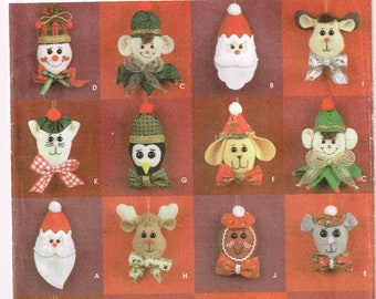 Sewing Pattern Xmas Ornaments Simplicity 7011 Deer, Santa, elf cat Mouse Stuffed Animal  J0209 Craft Holiday