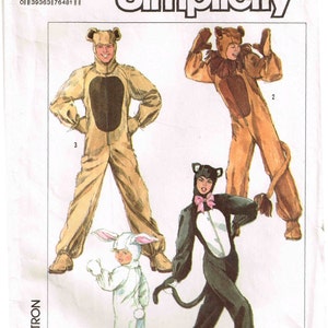 Adult Bear, Lion, Cat, Rabbit Halloween Costume Jumpsuit Sewing Pattern Simplicity 5739 7648 Child Misses Men image 5