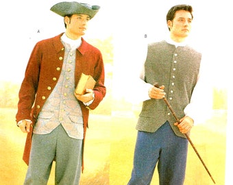 Sewing Pattern Historical Revolutionary War Uniform Britches Waistcoat Shirt Tricorn Hat Butterick 3072 Mens Chest Size 44 46 48