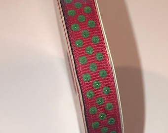 1 Spool Ribbon Red with Green Dots Makers Holiday Trim 3/8 inch x 9 feet  9.5 mm x 2.7 mm