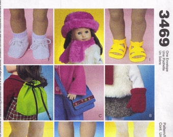Sewing Pattern Girl Doll Shoes Boots Slippers Sandals American McCalls 3469 Sewing Pattern Crafts Footwear 18 Inch Tall