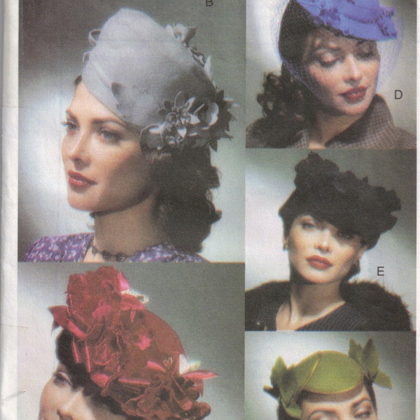 Womans Vintage Styled  Retro 1940s 1950s Millinary Floral Netting Hats Vogue 7325 Sewing pattern