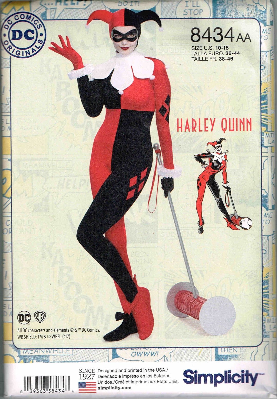 Misses DC Comic Harley Quinn Sewing Pattern Halloween Costume - Etsy