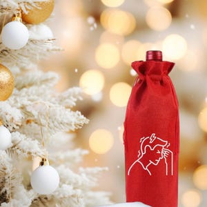 Eco-Friendly Christmas Wine Bottle Bag - Elegant Fabric Gift Tote