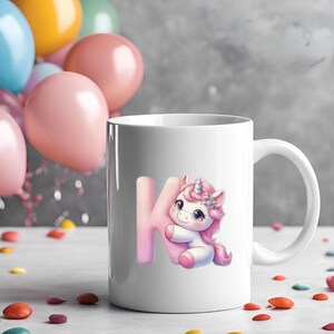 Magical Unicorn Initial Mug Unicorn Birthday Number Cup Rainbow Unicorn Initial Cup Fairy Tale Unicorn Birthday Cup Personalized Unicorn Mug