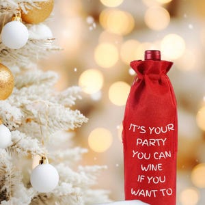 Reusable Christmas Wine Bag, Elegant Bottle Gift Bag