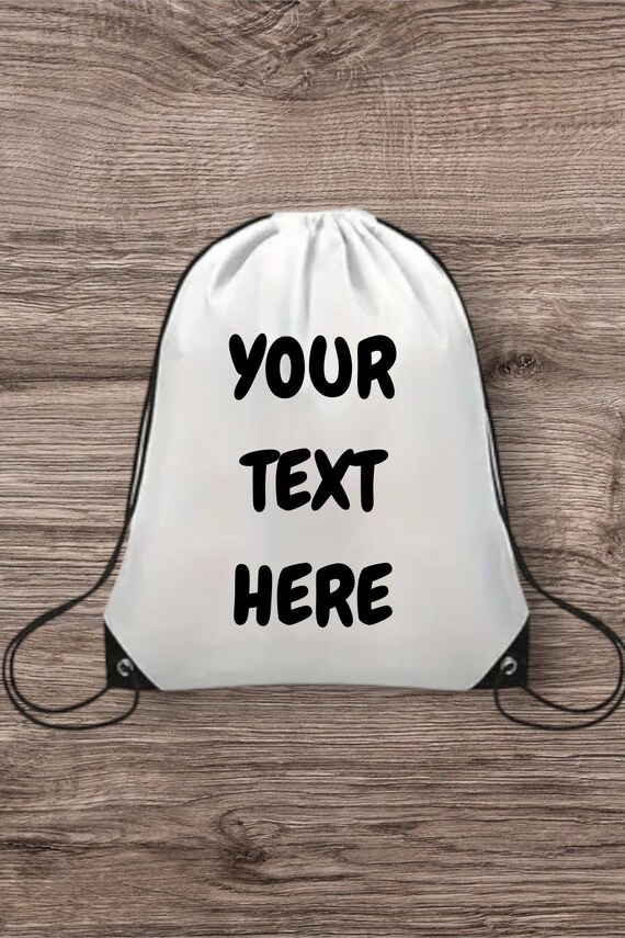 A Durable Nylon Drawstring Backpack Personalized Text Bag for