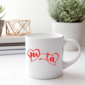 Taza con carta de amor personalizada Taza con inicial de Love Hearth Friends Taza con inicial adorable Taza con inicial de Friends
