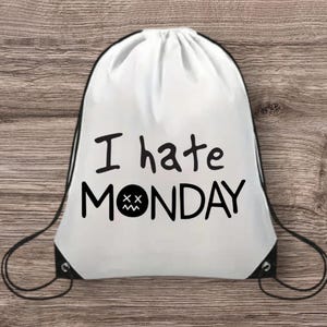 Strapazierfähiger Canvas Rucksack für Alltagsabenteuer, Montag Kordelzugrucksack, Turnbeutel, Nylontasche, schrulliges lustiges Geschenk, Sport