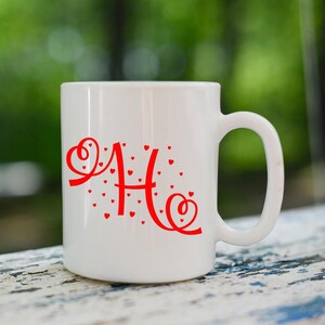 Taza con carta de amor personalizada Taza con inicial de Love Hearth Friends Taza con inicial adorable Taza con inicial de Friends