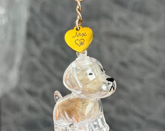 Portachiavi personalizzato con pelo di cane e nome, in pelle, fatto a mano, ricordo, borsa personalizzata per amanti degli animali, regalo di ricordo - Italia