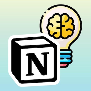 May include: A black and white illustration of a cube with the letter "N" inside. The cube is next to a light bulb with a yellow brain inside.