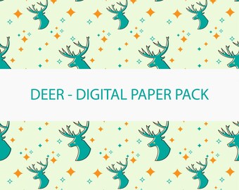 Deer Seamless Pattern Digital Paper | Woodland Animal Scrapbook Paper (Download)