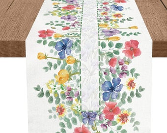 Ambesonne Floral Table Runner Dining Room Kitchen Rectangular Runner Multicolor Birds and Flowers on a Pale Blue Background 16 X 72 