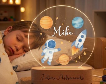 Custom Space-nachtlampje met naam, gepersonaliseerd astronaut led-nachtlampje, verjaardagscadeau voor jongens, 1e verjaardagscadeau voor jongen, doopcadeaus