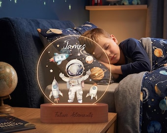 Custom Space-nachtlampje met naam, gepersonaliseerd astronaut led-nachtlampje, verjaardagscadeau voor jongens, 1e verjaardagscadeau voor jongen, doopcadeaus