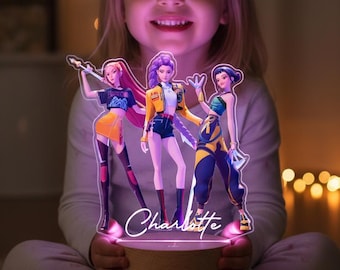 Kpop Demon Hunterx Night Light, Demon Hunter Night Light, Huntrix Merch Lamp, Hunter Girls Gift, Kpop Gift for Her, Birthday Gift for Kids