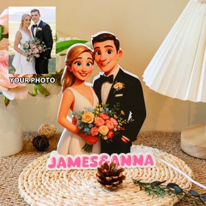 Personalized Pixar Style Couple Photo Lamp, Custom Pet Cartoon Animation, Couple 3D Photo Frame, Cartoon Family Portrait, Christmas Gift