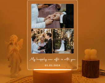 Gepersonaliseerd nachtlampje fotocollage, aangepast ledframe, jubileumcadeau voor stel, cadeaus voor familie, cadeau beste vriend, verlovingscadeau