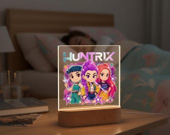 Kpop Demon Hunters-nachtlampje, Kpop Huntrix-nachtlampje, Huntrix-merchandiselamp, Kpop-cadeau voor Huntrix-fan, Kpop Idol Group-merchandise, cadeau voor haar