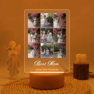 Custom Photo Night Light, Mother&#39;s Day Gift, Gift for Mama, Best Mom, Mom Gift from Daughter, Gift for Grandma, Christmas Gift, Family Gift