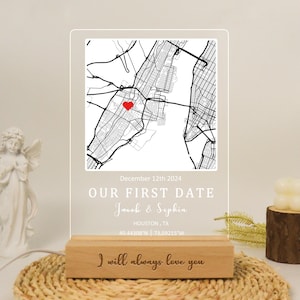 Carte personnalisée Veilleuse premier rendez-vous, Veilleuse personnalisée avec le nom du couple, Cadeau d'anniversaire, Cadeau de la Saint-Valentin, Cadeau pour couple