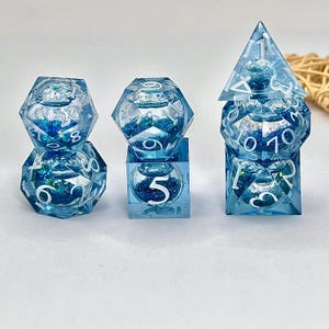 Dice Set, Blue DND Core Dice Set, Edge Liquid Dice Set, Dungeons And Dragons Dice Set, Role Playing Games Gift, Optional Package, Xmas Gift