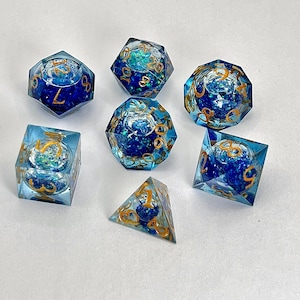 Dice Set, Blue DND Core Dice Set, Edge Liquid Dice Set, Dungeons And Dragons Dice Set, Role Playing Games Gift