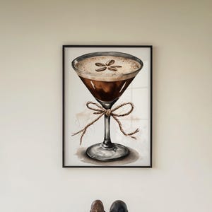 Rustic Chic Martini Glass Artwork – Bar & Kitchen Statement Piece