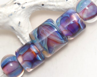 Purple Jelly Lustre Handmade Lampwork Glass Bead Set