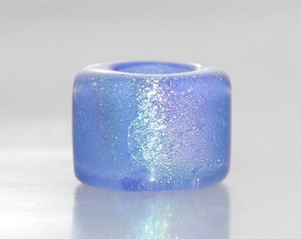 Periwinkle Blue Dichroic Handmade Glass Dread Bead 7mm Hole