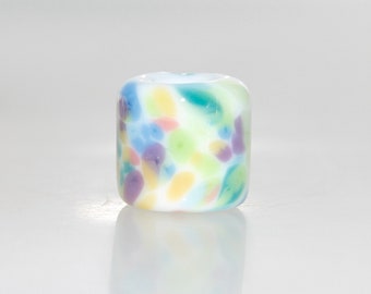 Dainty Pastel Speckle on White Lampwork Glass Dread Bead 5mm Hole