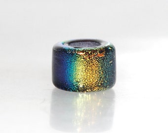 Rainbow Dichroic Lampwork Glass Dread Bead 5mm hole