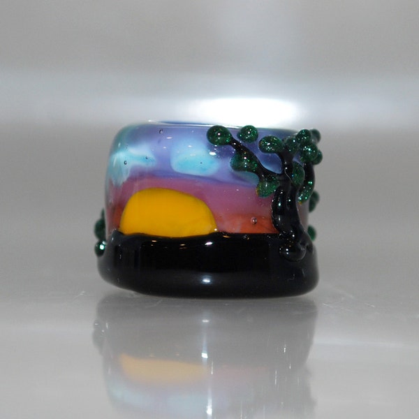 Dreadlock Glass Bead Aussie Sunset Sky 9mm hole