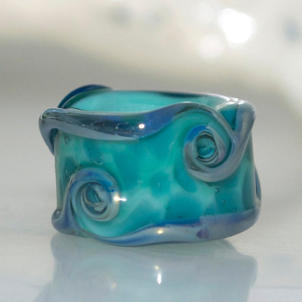 RESERVED Glass Dread Bead Water Swirls with 9mm hole