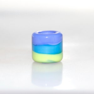 Blue and Green Striped Dreadlock Glass Bead with 7mm hole