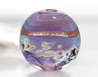 Purple Speckled Goldstone Flat Lampwork Glass Bead