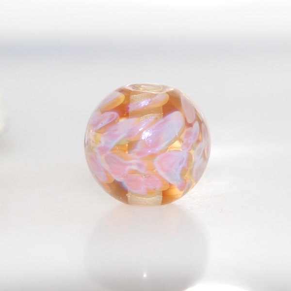 Soft Pearlised Lustre Speckled Lampwork Glass Round Bead