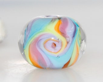 Encased Candy Rainbow Swirl Lampwork Glass Bead