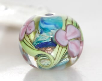 Ocean Garden Bloom Lampwork Glass Focal Bead