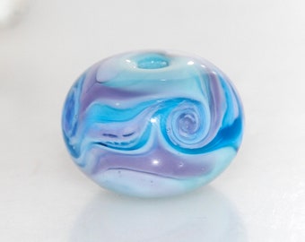 Purples and Blues Swirly Encased Lampwork Glass Bead