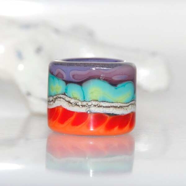 Colorful Aztec Glass Dread Bead with 12mm hole