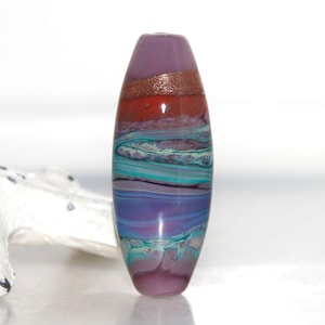 Purple Rust Rainbow Patterned Goldstone Lampwork Glass Bead