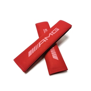 2 Copricinture di sicurezza in pelle scamosciata con logo AMG - Rosso 240x65mm