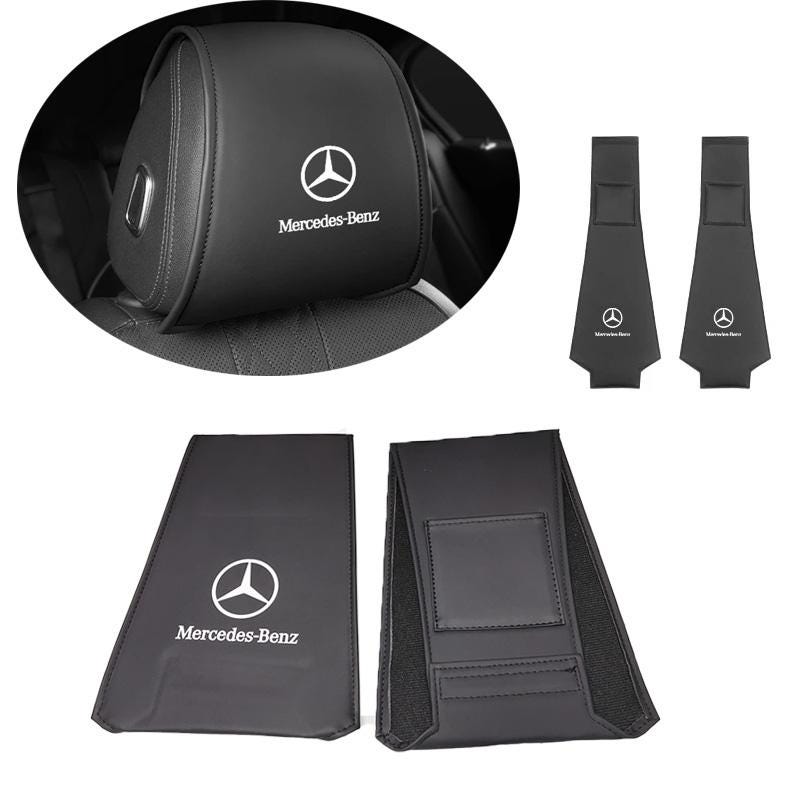 2 Housses d'appui-tête en cuir intérieur - Accessoires de décoration AMG