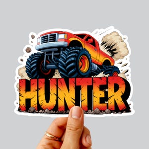 Big Custom Monster Truck Sticker – Cool Name Vinyl Decal – Personalized Gift for Boy – Waterproof Vinyl Sticker – Gift For Kid