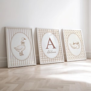 Gås Barnrumskonst | Set med 3 personliga posters | | Tryck med initialer och namn