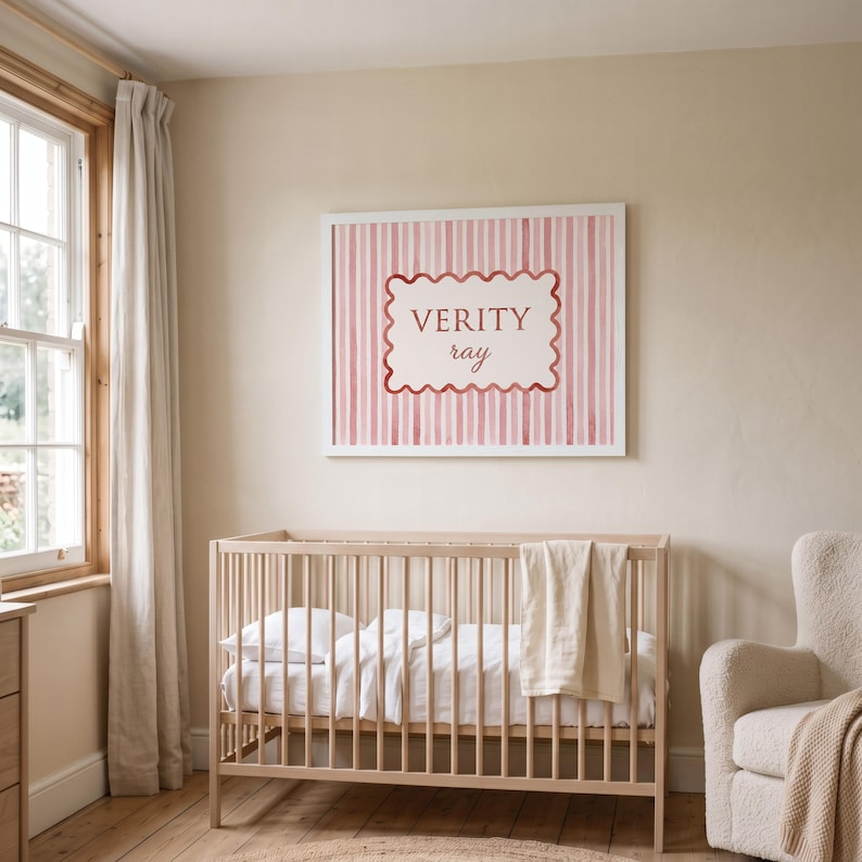 Personalized Name Print for Nursery | Pink Watercolor Name Sign | Girl Nursery Wall Art | Custom Baby Name Print | Digital Download image 5