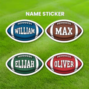 Adesivo personalizado com nome de jogador de futebol americano – Adesivo de vinil personalizado para rugby – Presente esportivo para crianças – Etiqueta com nome de menino para garrafa, armário, bolsa