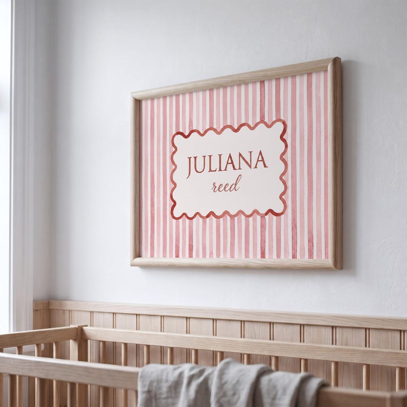 Personalized Name Print for Nursery | Pink Watercolor Name Sign | Girl Nursery Wall Art | Custom Baby Name Print | Digital Download image 4